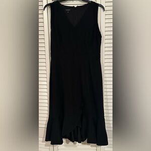 Talbots Black Ponte Flounce Hem Wrap Dress - Size 6